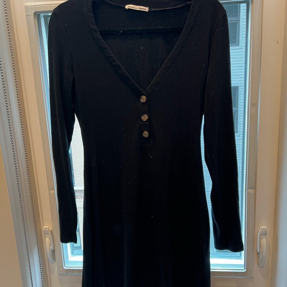 Reformation Jeans Elegant Black Button-Down Dress